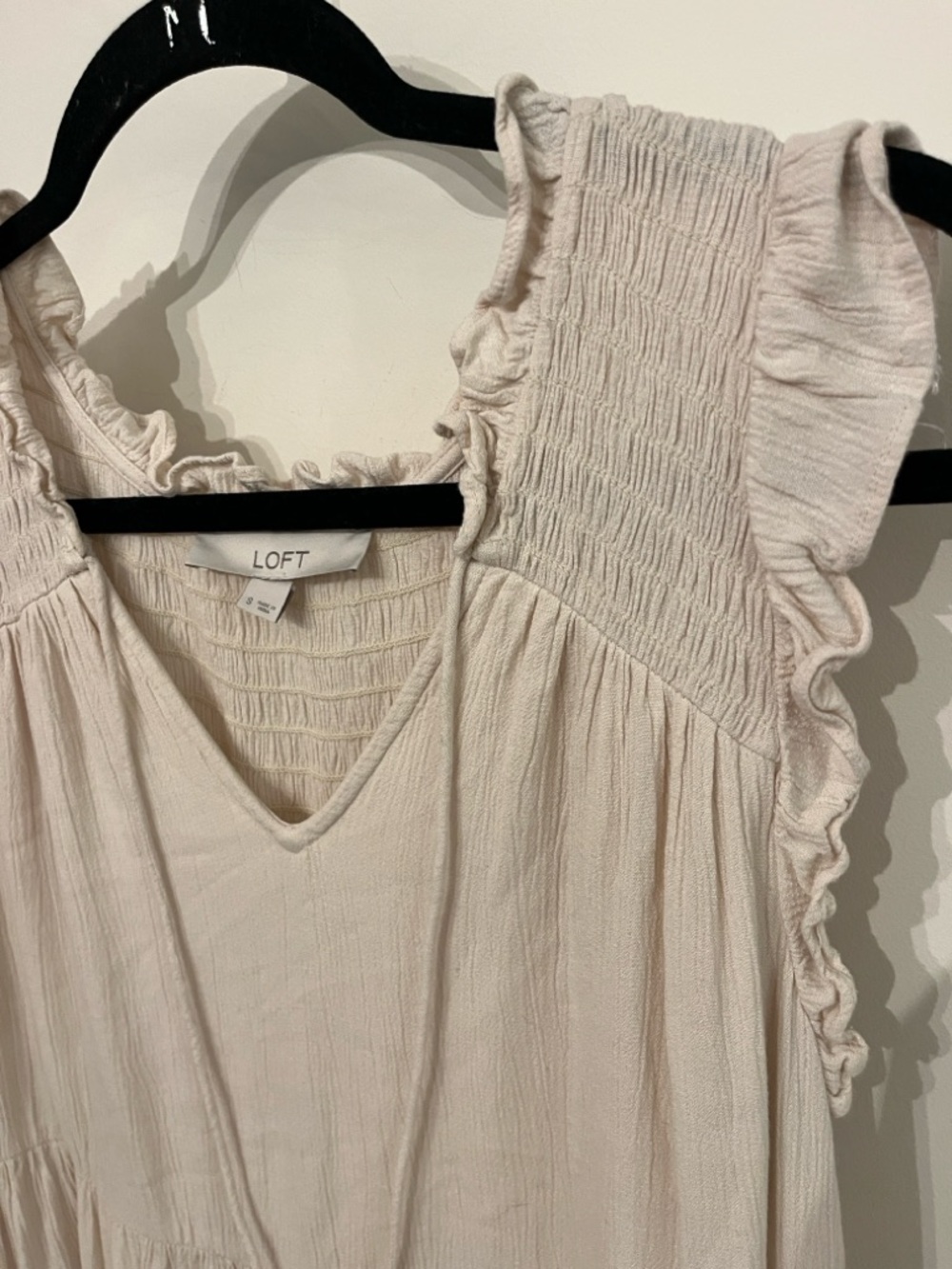 LOFT Cream Colored Tiered Ruffle-Trim Midi Dress - Picture 4 of 6